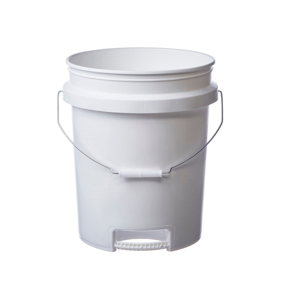 Hudson Exchange 5 Gallon Bucket with Bottom Grip Handle, HDPE, White