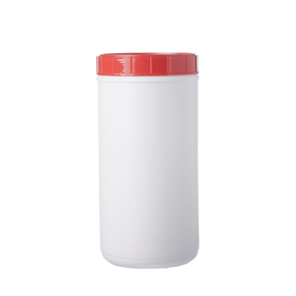 White Canisters With Lids # Red Lid, 100 Oz. - 1 Dozen