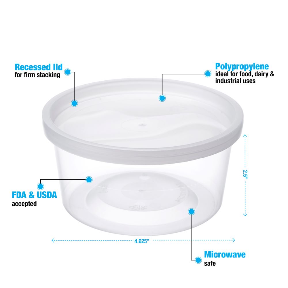 Economical Containers With Recessed Lids # 12 Oz. Case of 500