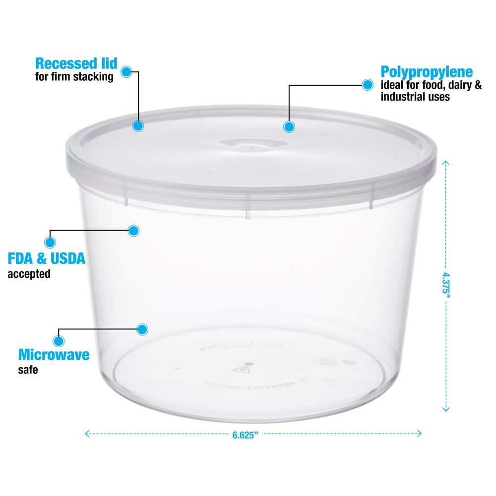 Economical Containers With Recessed Lids # 64 Oz. Case of 200