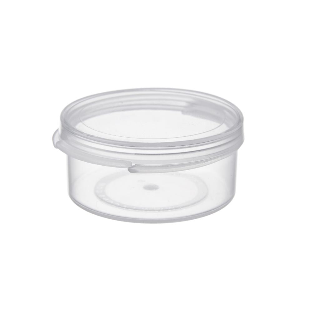5 Oz. Poly-Cons With Attached Lid # Clear, 1 1/2 Dia. x 3/4 H
