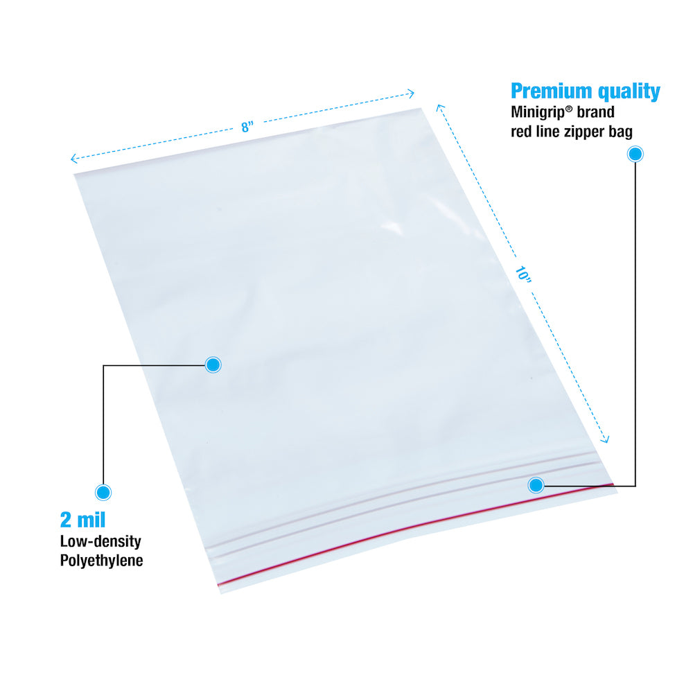 Minigrip® Reclosable Bags 2 Mil # 8x10 - Case of 1000