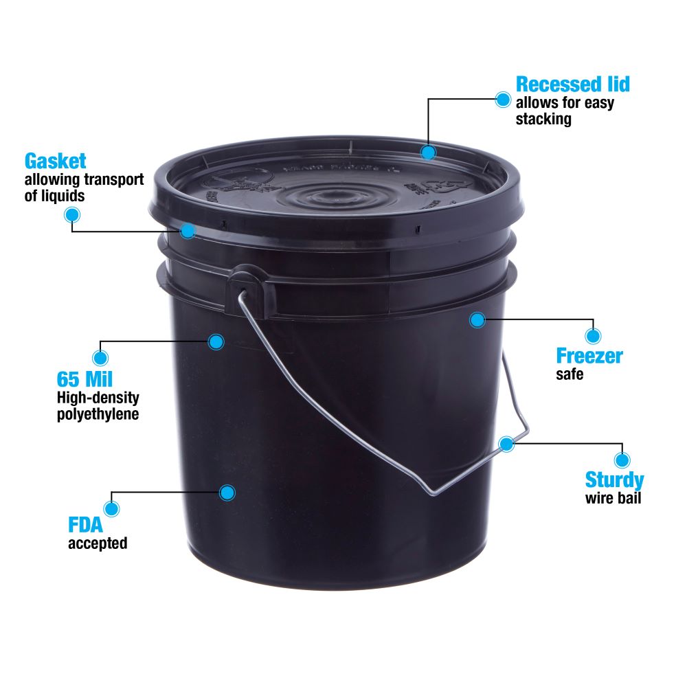 1 Gallon Pails # Pail w/Lid, Black – Consolidated Plastics