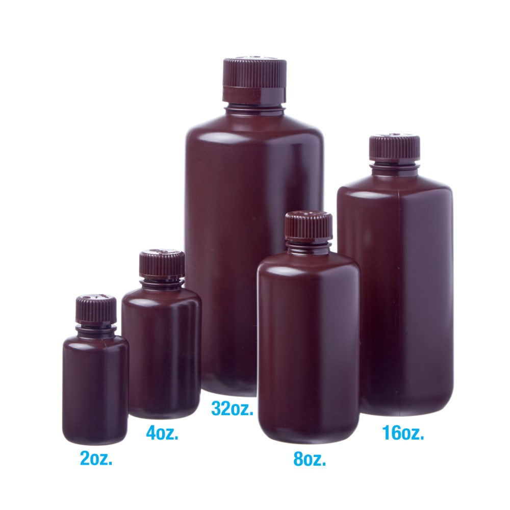 Nalgene™ Narrow Mouth Amber Bottles # 8 Oz. / 250 ml - Pkg/12