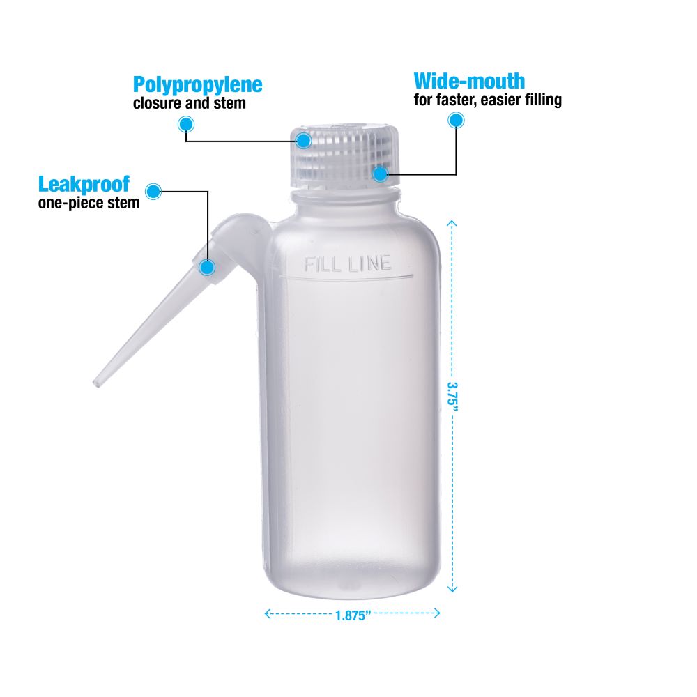 Nalgene™ LDPE Wide-Mouth Unitary Wash Bottles # 125 ml - Pkg/6