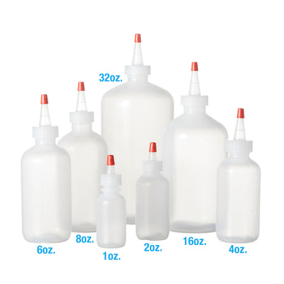 Boston Round Bottles with Yorker Dispensing Caps # 8 Oz. - 2 1/4"Dia x 7"H - 24mm cap - 1 Dozen