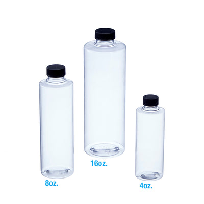 Clear PVC Cylinder Bottle # 4 Oz. 20mm cap - 1 Dozen
