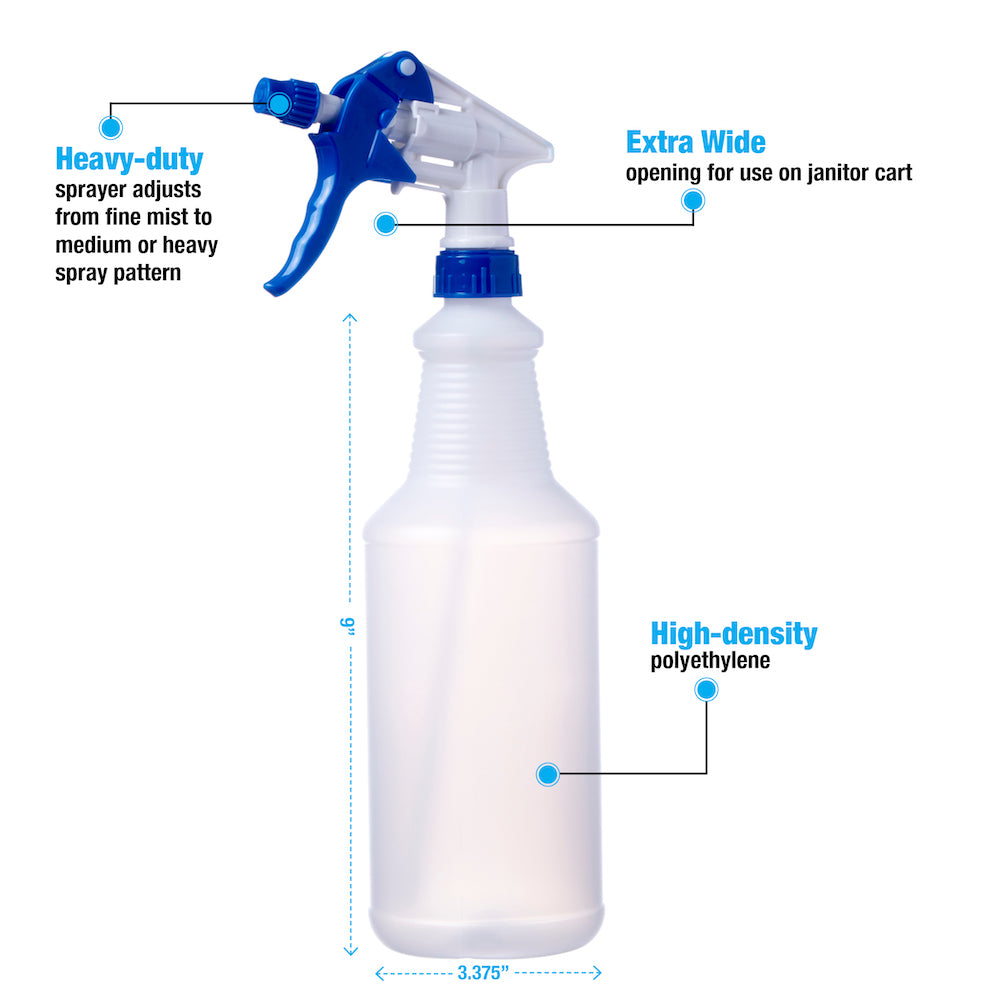 Decony 8 Pack Empty Spray Bottles for Cleaning Solutions- Heavy Duty Spray  Bottle with Measurements and Adjustable Nozzle (Mist & Stream Mode) - 32