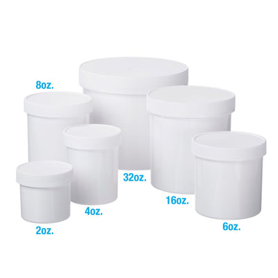 2 oz White Plastic Jar Regular Wall 2-53-WPP