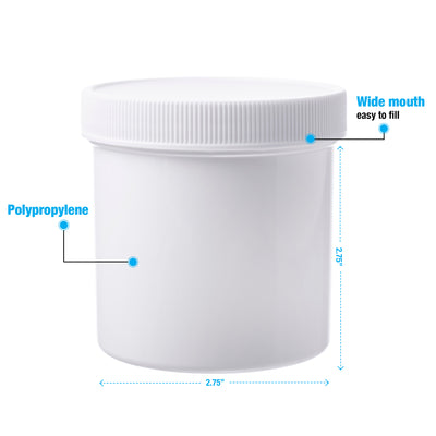 White Wide-Mouth Threaded Jars # 6 Oz. 70 mm cap - Pkg/48