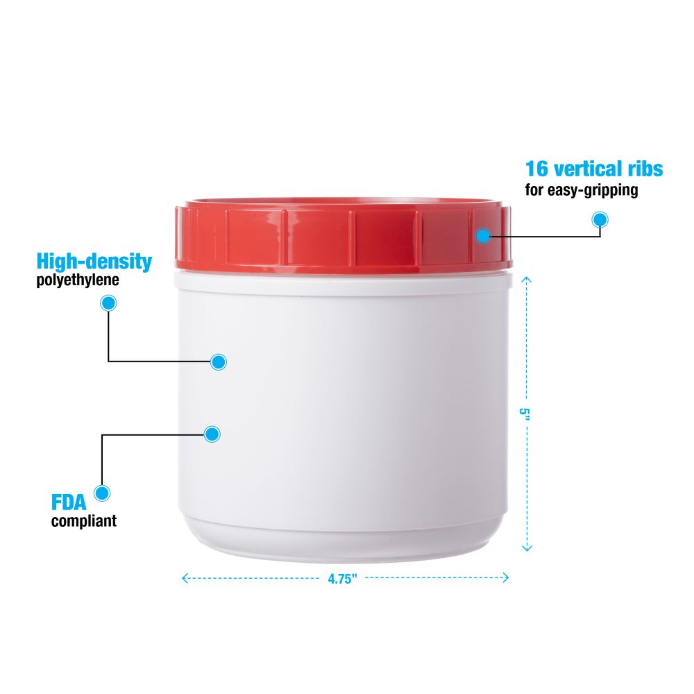 White Canisters With Lids # Red Lid, 44 Oz. - 1 Dozen
