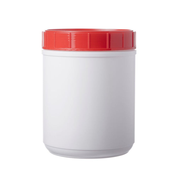 White Canisters With Lids # Red Lid, 60 Oz. - 1 Dozen