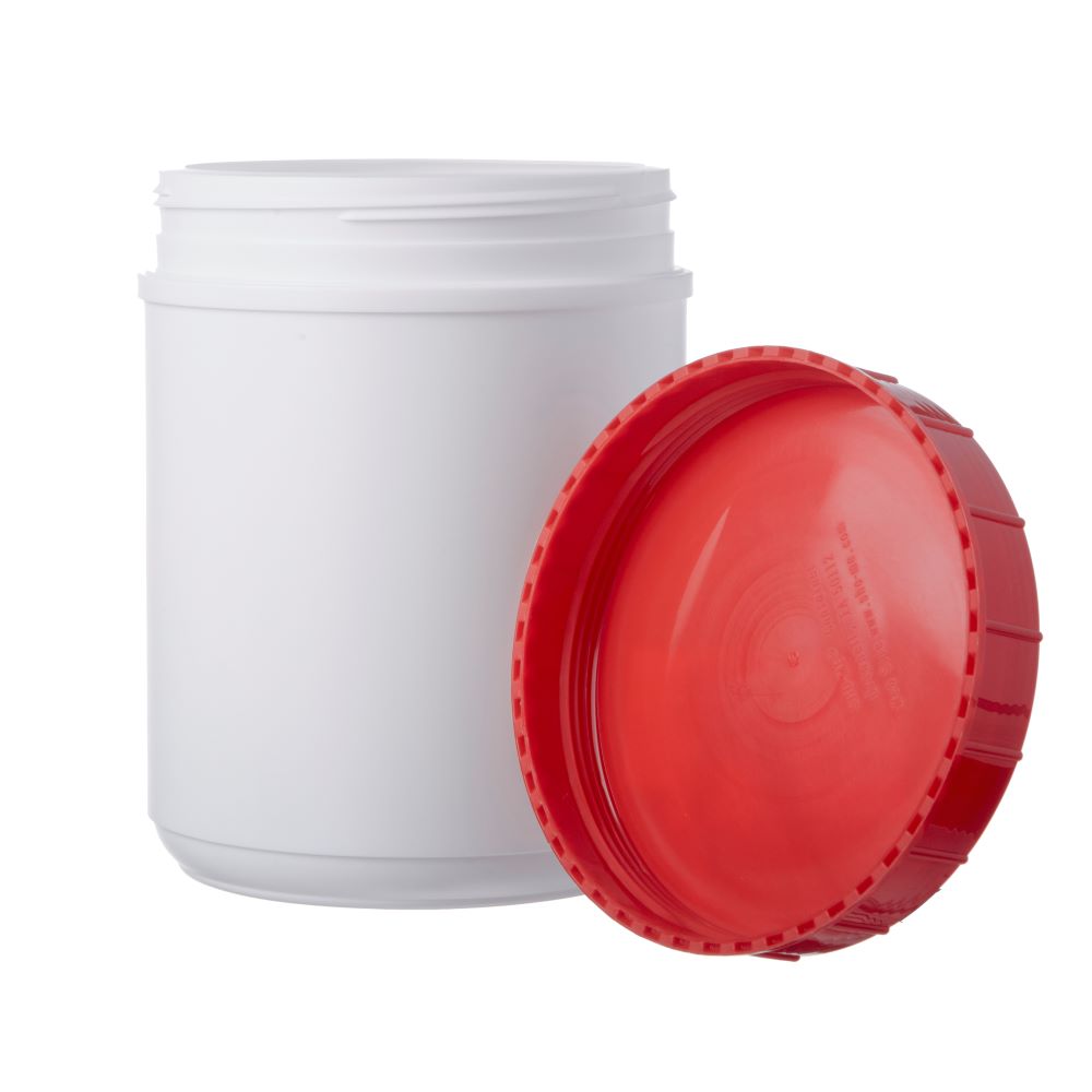 White Canisters With Lids # Red Lid, 60 Oz. - 1 Dozen