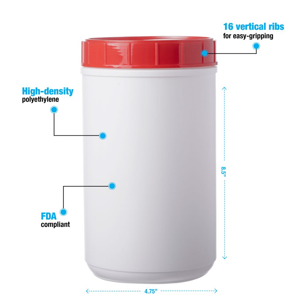 White Canisters With Lids # Red Lid, 85 Oz. - 1 Dozen