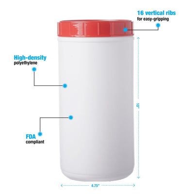 White Canisters With Lids # Red Lid, 100 Oz. - 1 Dozen