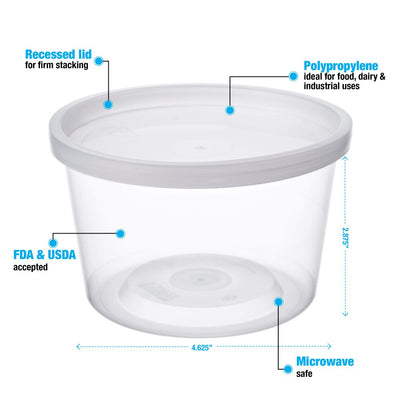 Economical Containers With Recessed Lids # 16 Oz. Case of 500