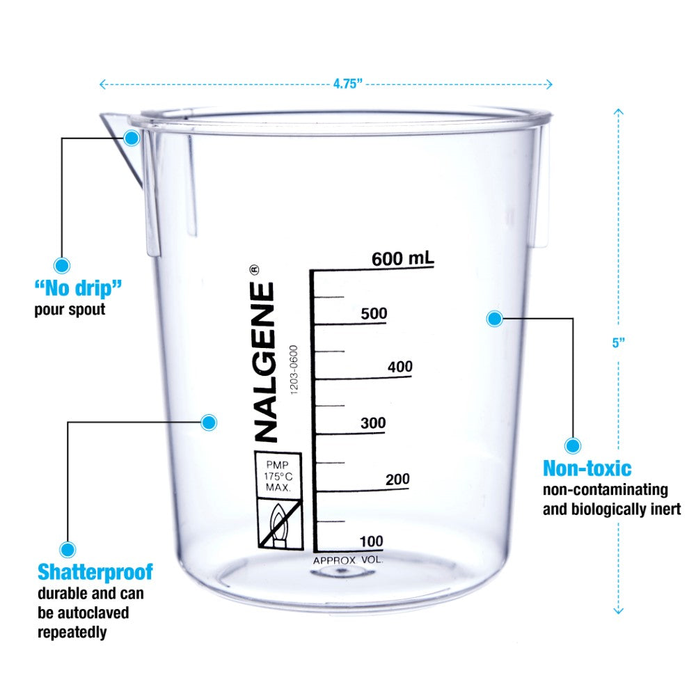Nalgene™ Griffin Low-form PMP Beakers # 600 ml - Pkg/4