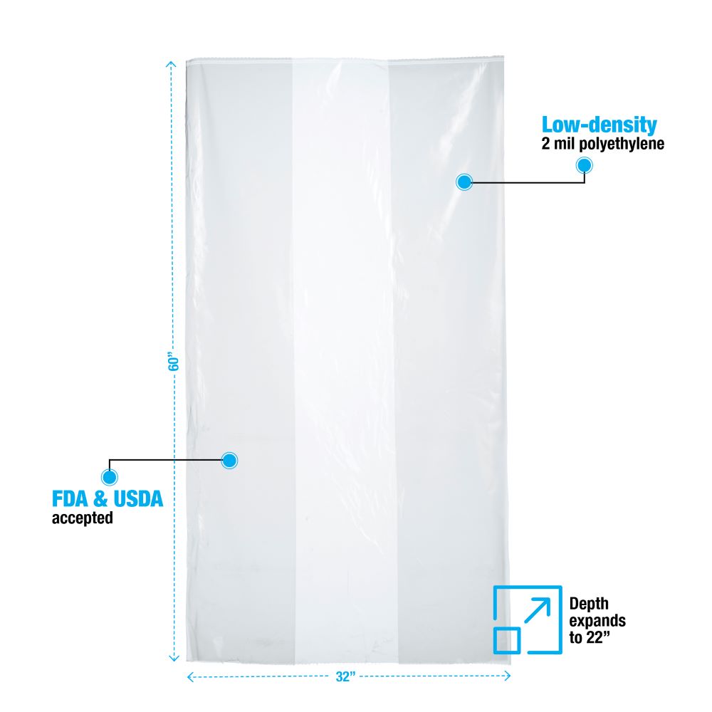 Extra Large Poly Bag Covers # 2 Mil, 32 x 22 x 60 - Roll of 125 –  Consolidated Plastics