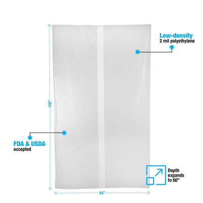 Extra Large Poly Bag Covers # 2 Mil, 64 x 60 x 108 - Roll of 40