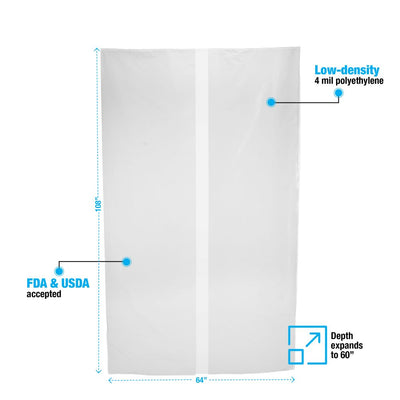 Extra Large Poly Bag Covers # 4 Mil, 64 x 60 x 108 - Roll of 20