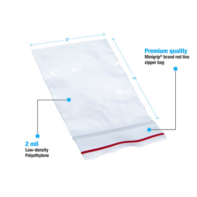 Minigrip® Reclosable Bags 2 Mil # 2x3 - Case of 1000