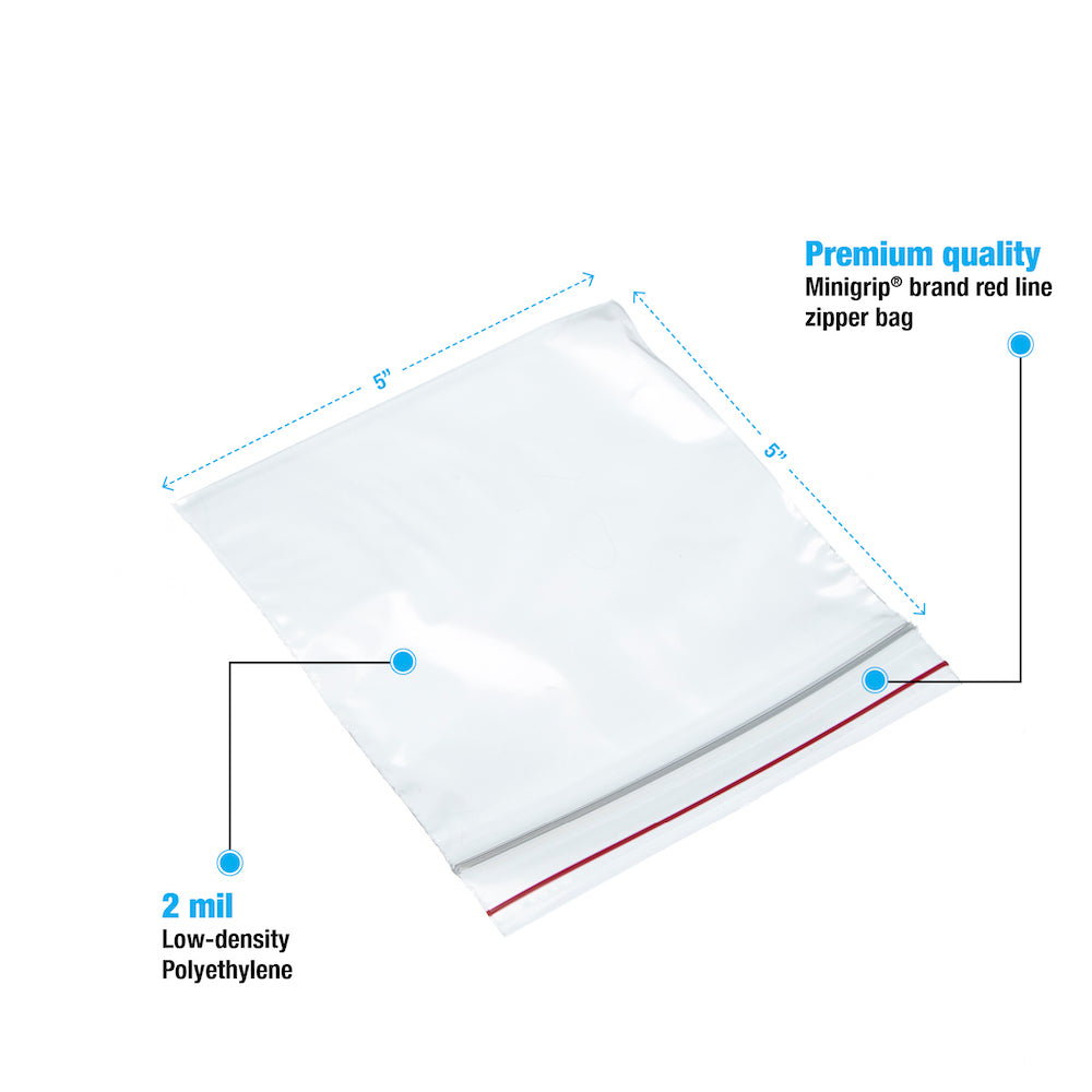 Minigrip® Reclosable Bags 2 Mil # 5x7 - Case of 1000