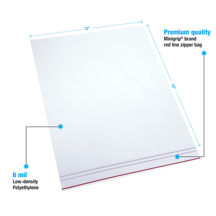 Minigrip® Reclosable Bags 6 Mil # 12x15 - Case of 250
