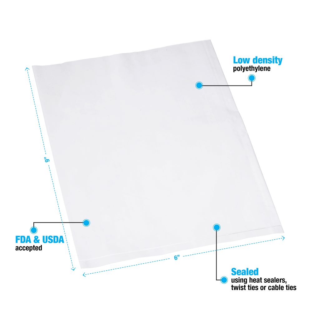 Flat Poly Bags # 2 Mil, 6 x 9 - Case of 1000