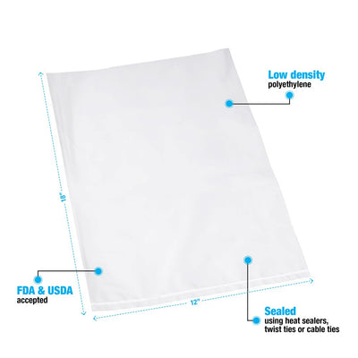 Flat Poly Bags # 4 Mil, 12 x 18 - Case of 500
