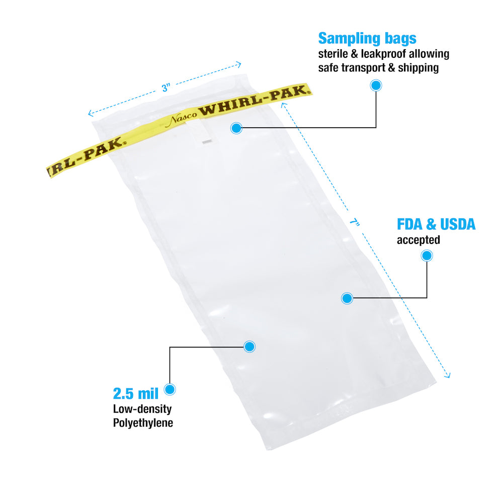 Whirl-Pak® Disposable Sampling Bags 2.5 Mil # 3x7 - 4 Oz.  - Case of 500