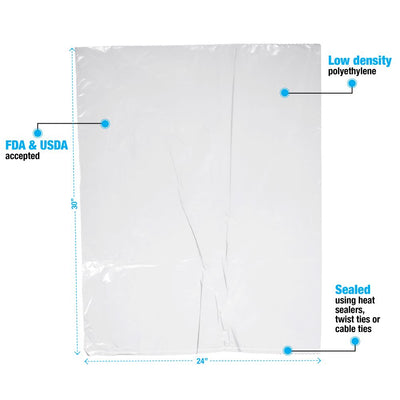 Flat Poly Bags # 2 Mil, 24 x 30 - Case of 500
