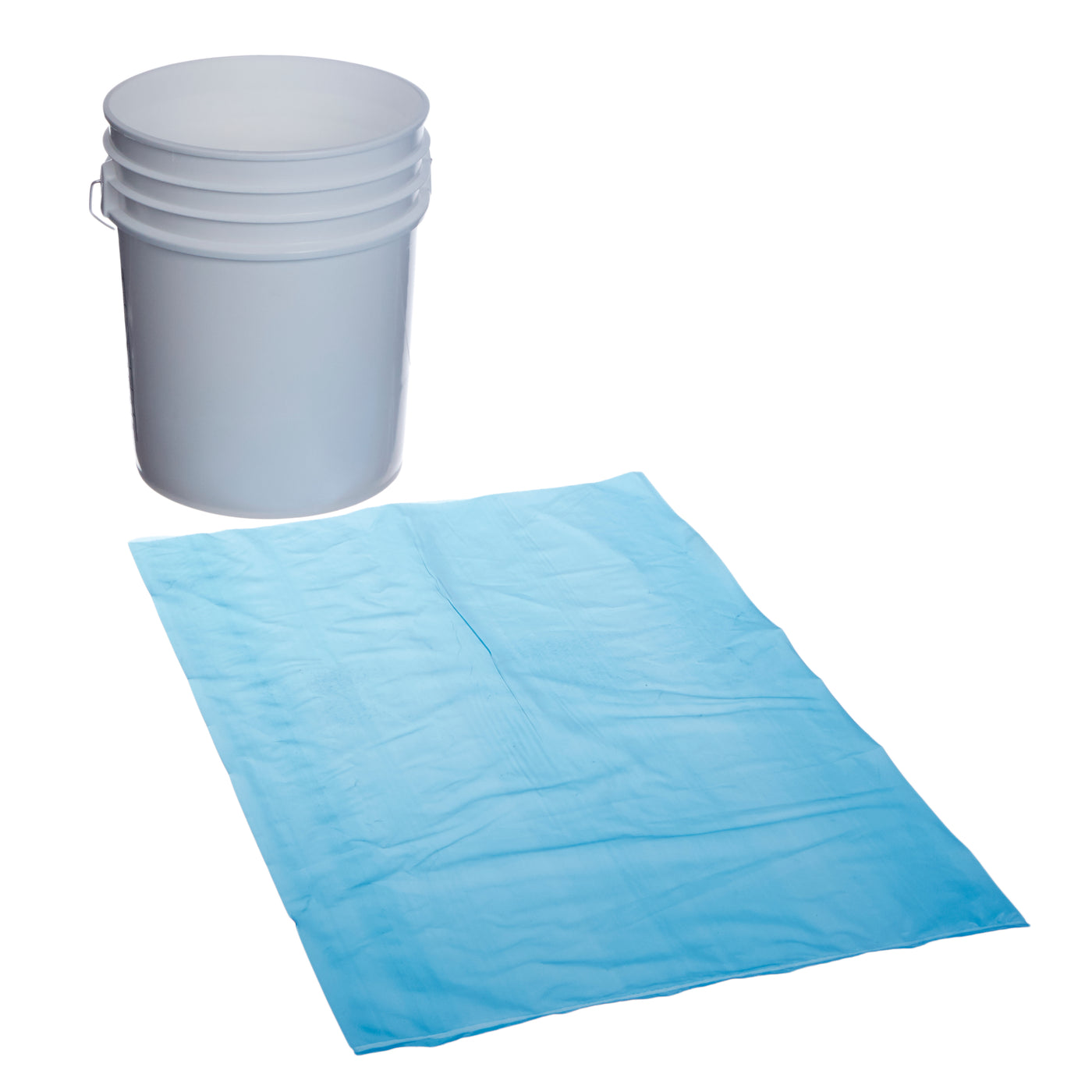 Liner for 5 Gallon Bucket, 20" W x 30" L, 3 Mil, Blue, Roll of 200