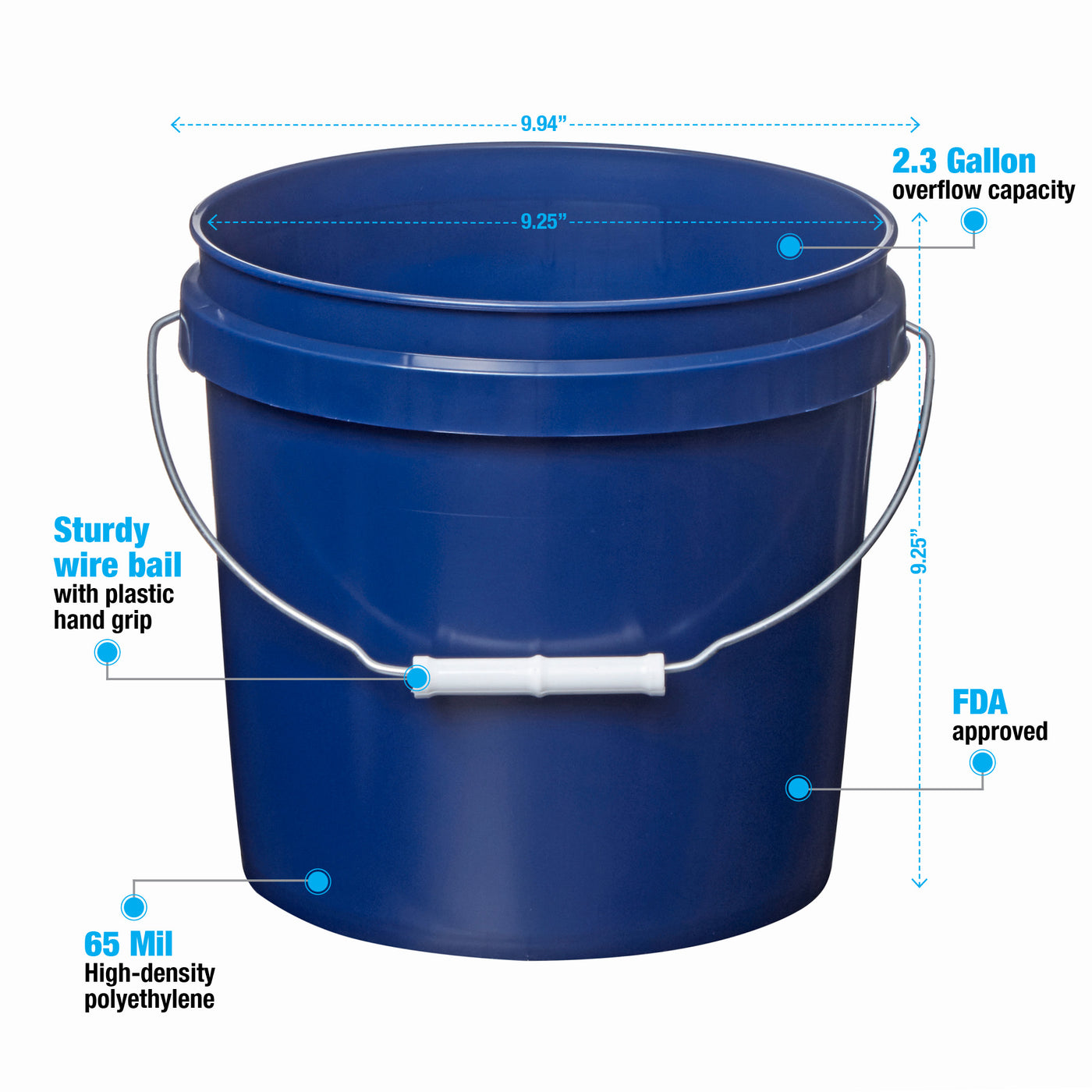 2 Gallon Pails Blue Consolidated Plastics